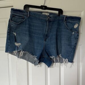 Abercrombie & Fitch Curve Love Ripped Blue Jean Shorts